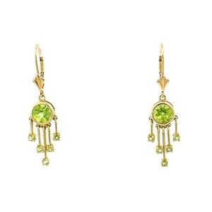 Peridot Drop Earrings In 14K Gold  Elegant Gold and Green Dangle Earrings